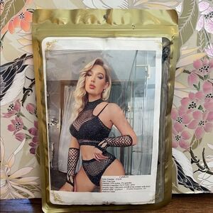 Black Fishnet Lingerie Set